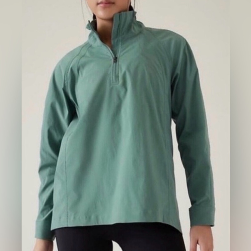 Athleta💎Advantage Poplin Top Jacket Green Sage XXS oversized! EUC! Retail $159